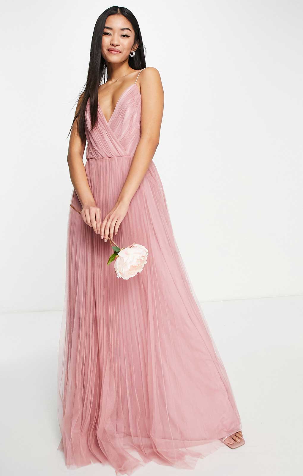 Pleated tulle maxi on sale dress