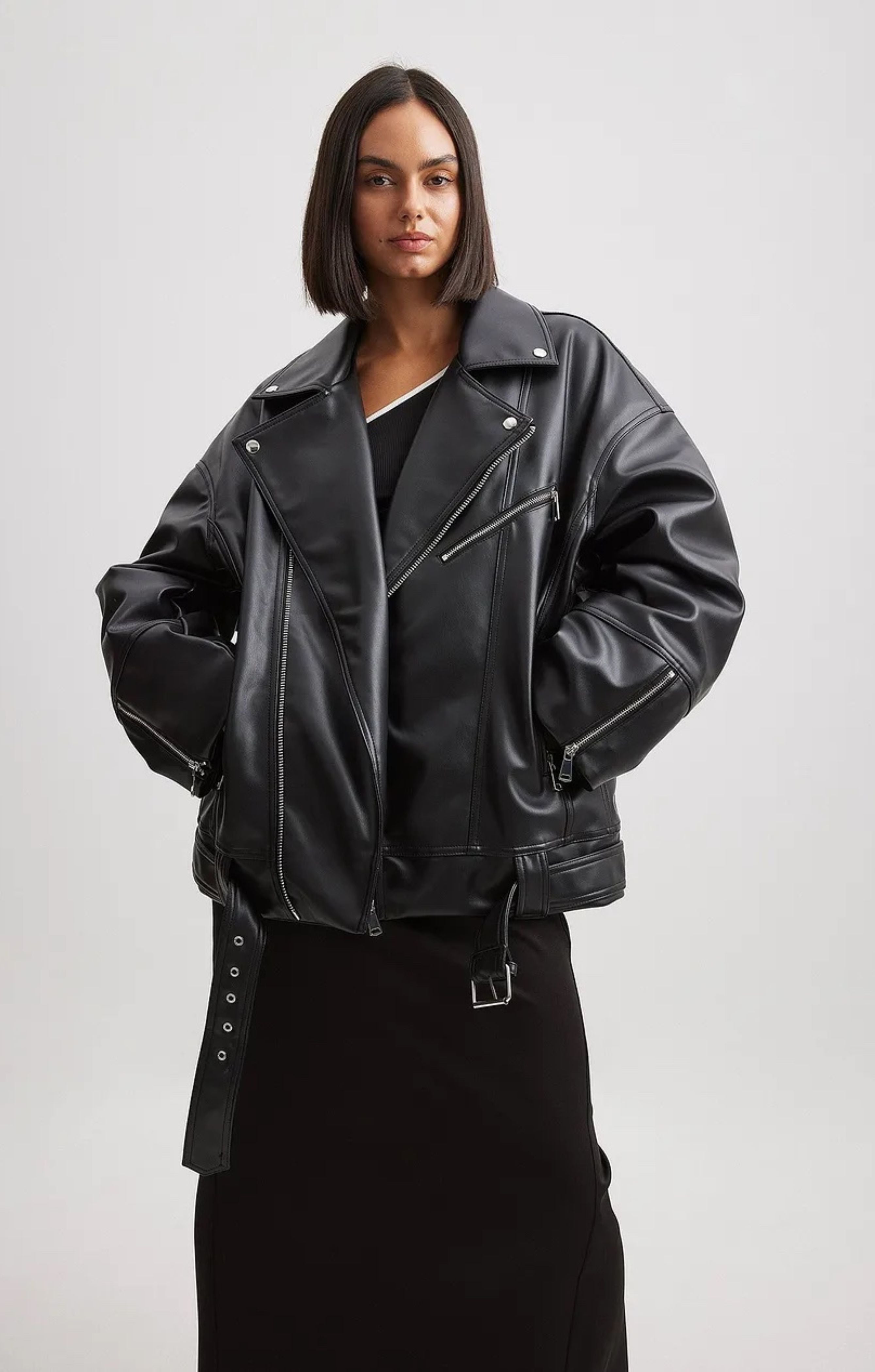 Oversized pu jacket on sale