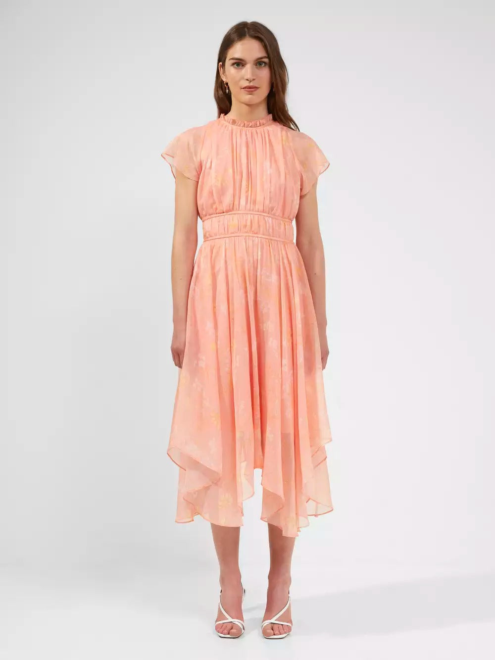 Rent French Connection Diana Recycled Crinkle Flowing Dress Coral