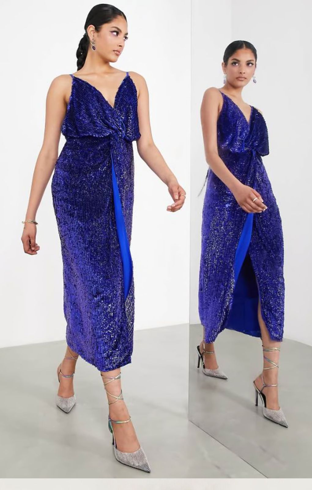 Asos purple midi dress online