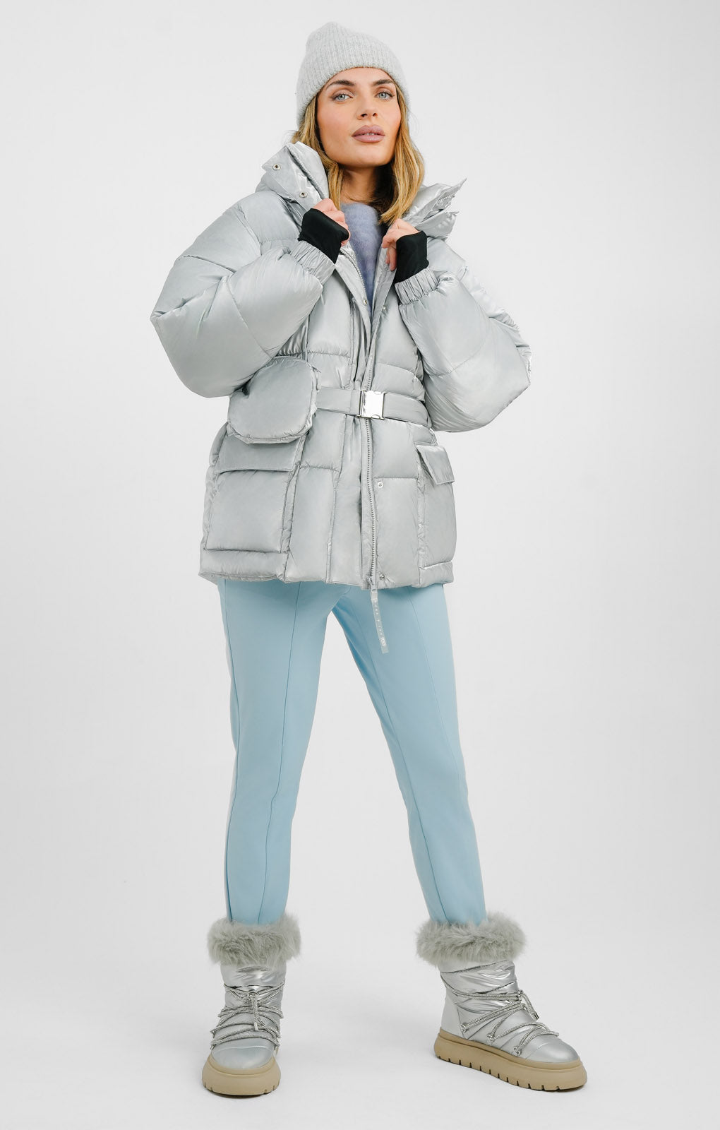 Rent ASOS 4505 Ski Jacket In Silver With Bum Bag Hirestreet