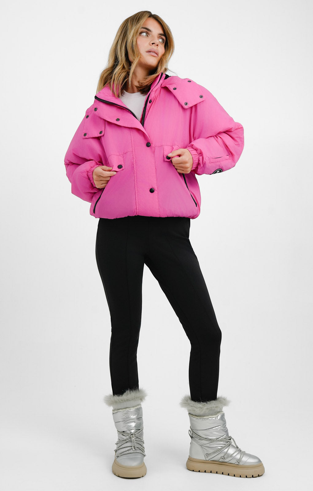 Rent Topshop Sno Hooded Puffer Ski Jacket In Pink Hirestreet