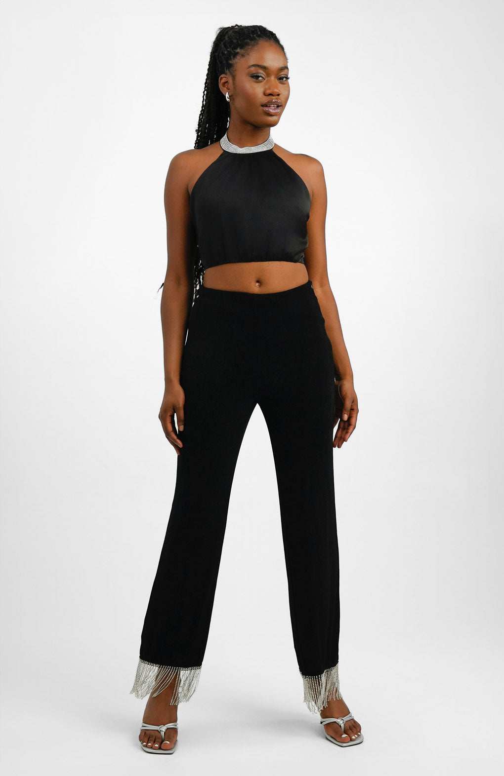 Rent NA KD x Mimi Ar Trousers With Fringe Detail Hirestreet