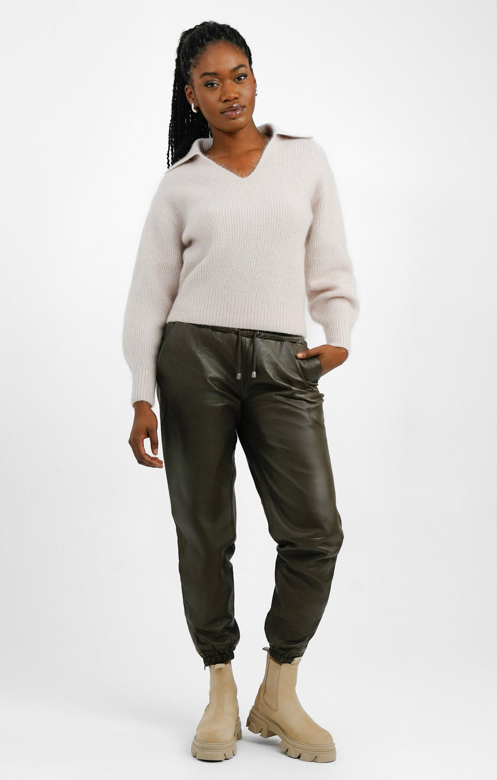 Leather pants joggers sale