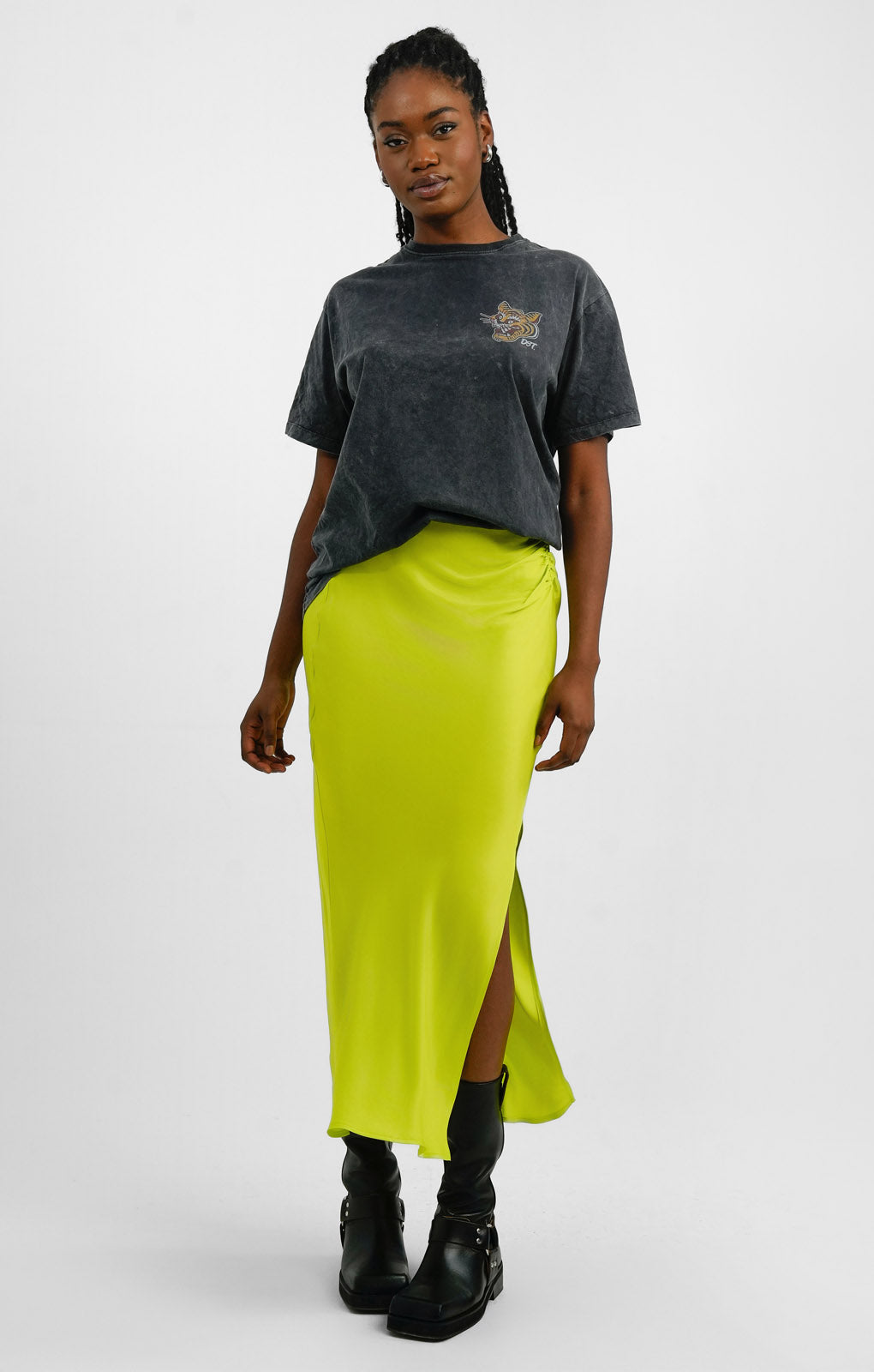 Rent Topshop Ruched Side Maxi Skirt In Lemon Hirestreet