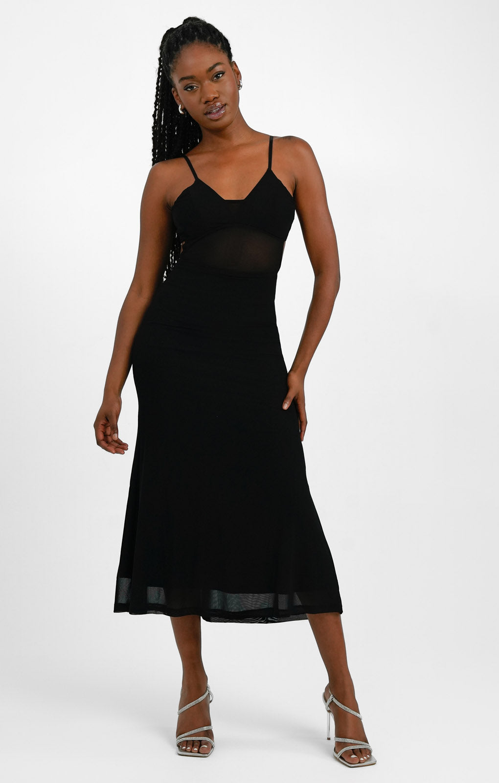 Black bardot midi dress online