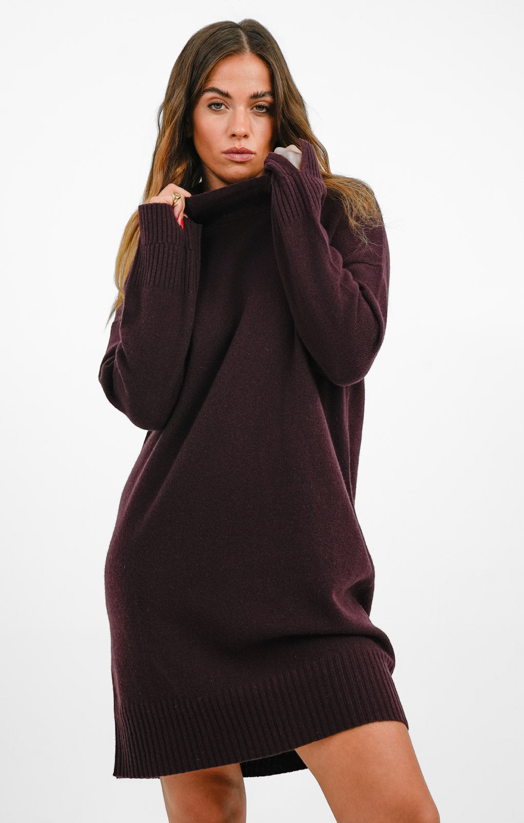 Burgundy jumper dress best sale