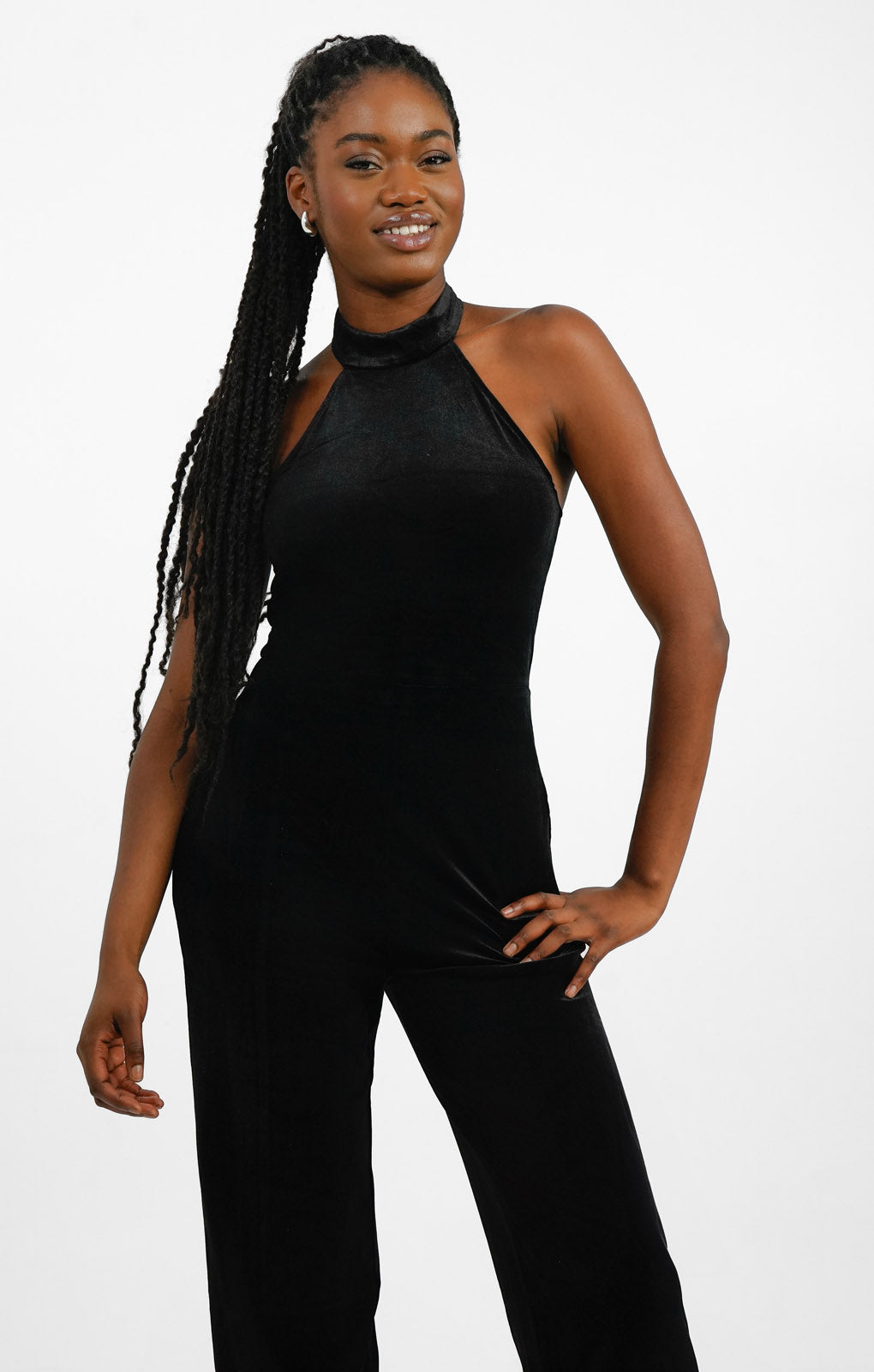 Rent NA KD Velvet Jumpsuit In Black Hirestreet