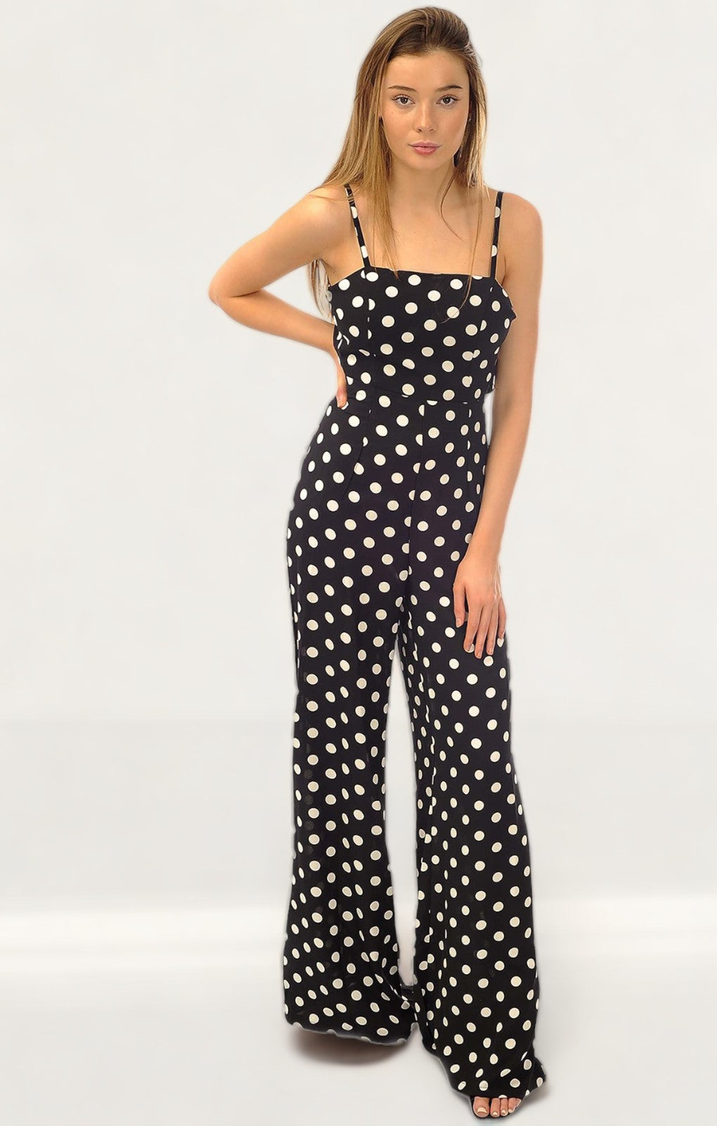 Black White Polka Dot Jumpsuit