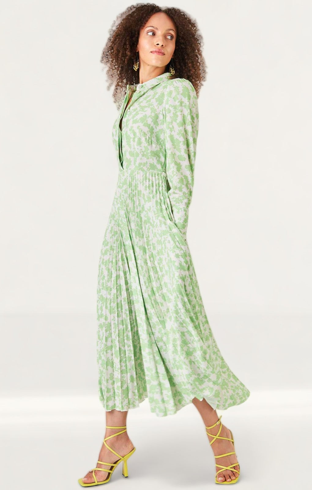 Lime green outlet floral dress