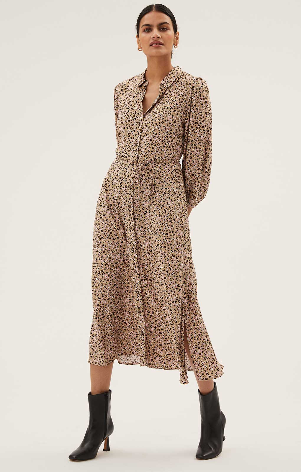 Midi animal print shirt dress best sale