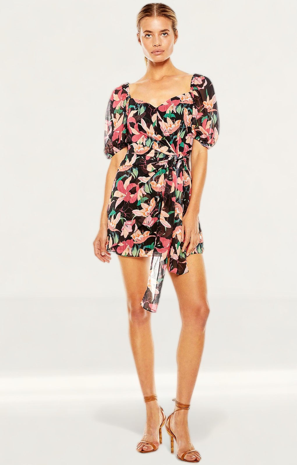 Rent Talulah Black Floral Wrap Mini Dress Hirestreet