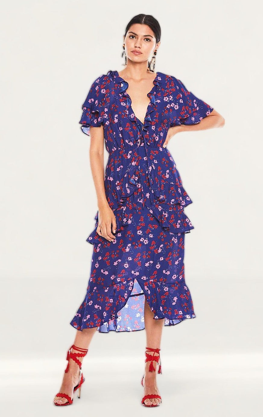 Rent Talulah Floral Ruffle Midi Dress Hirestreet