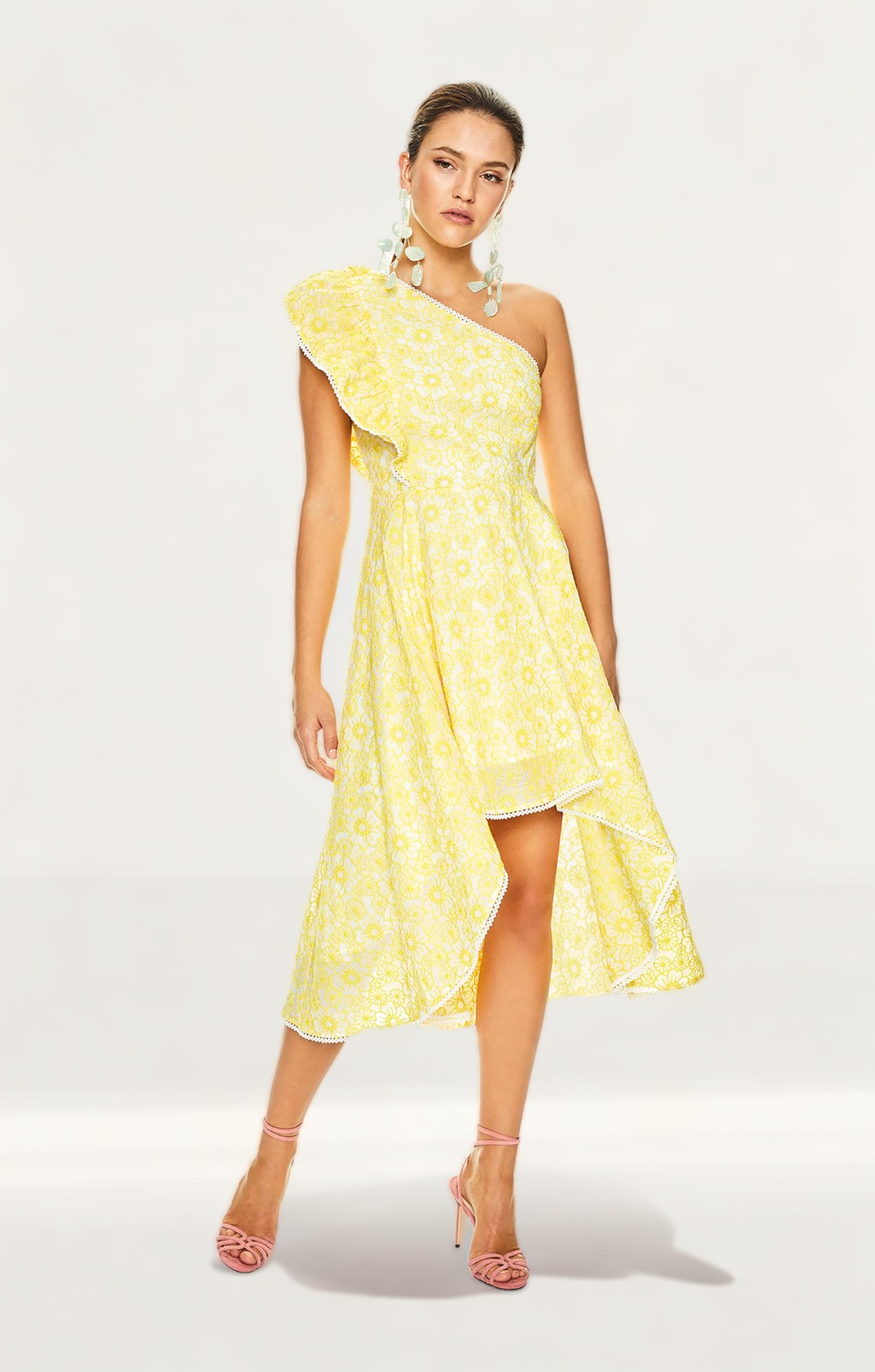 Yellow midi cocktail store dress