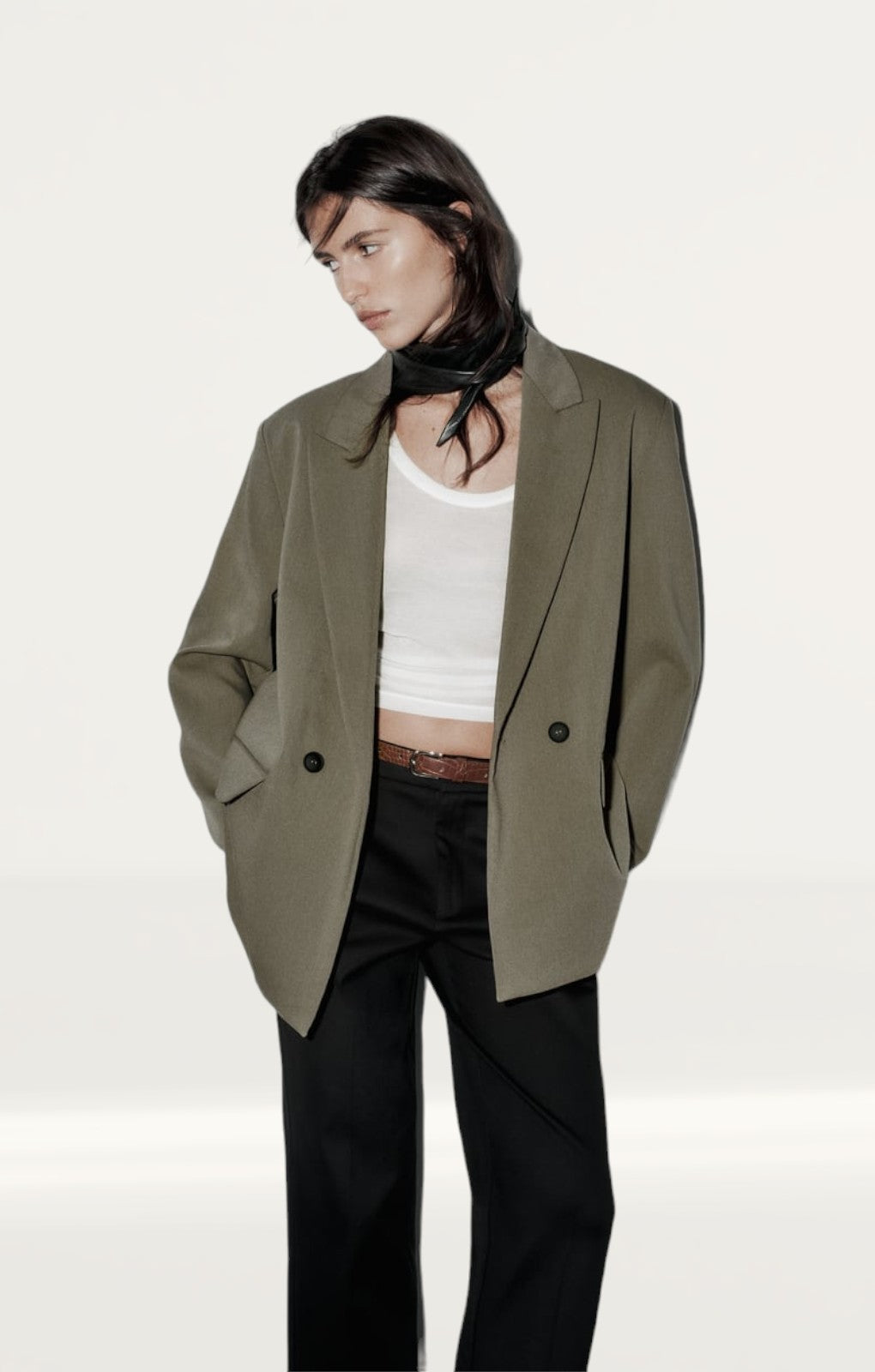 Rent Zara Oversized Blazer Khaki Hirestreet