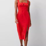 French Connection Echo Crepe Keyhole Midi Dress