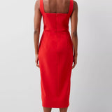 French Connection Echo Crepe Keyhole Midi Dress