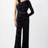 French Connection Guthren Devore Jumpsuit Baked Cherry