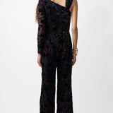 French Connection Guthren Devore Jumpsuit Baked Cherry