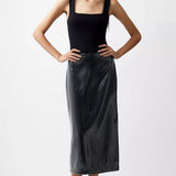 French Connection Amy Sequin Midi Skirt Gunmetal