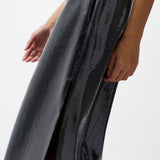 French Connection Amy Sequin Midi Skirt Gunmetal