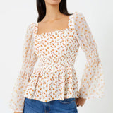 French Connection Francine Callie Drape Smocked Blouse