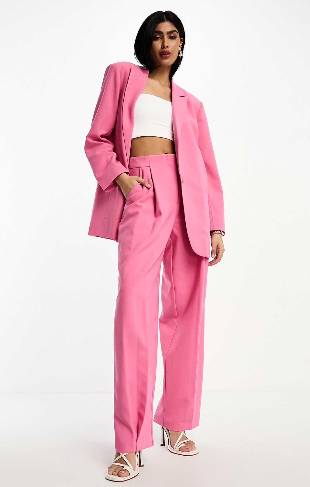 ASOS EDITION oversized blazer and wide leg pants set in stone