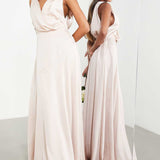 Asos Edition Satin Maxi Dress With Wrap Bodice In Blush Pink