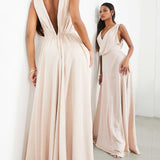 Asos Edition Satin Maxi Dress With Wrap Bodice In Blush Pink