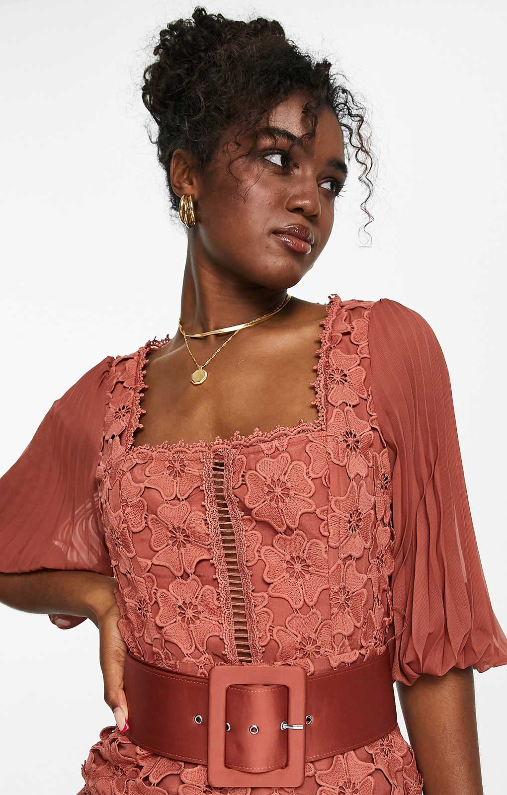 Asos orange lace dress online