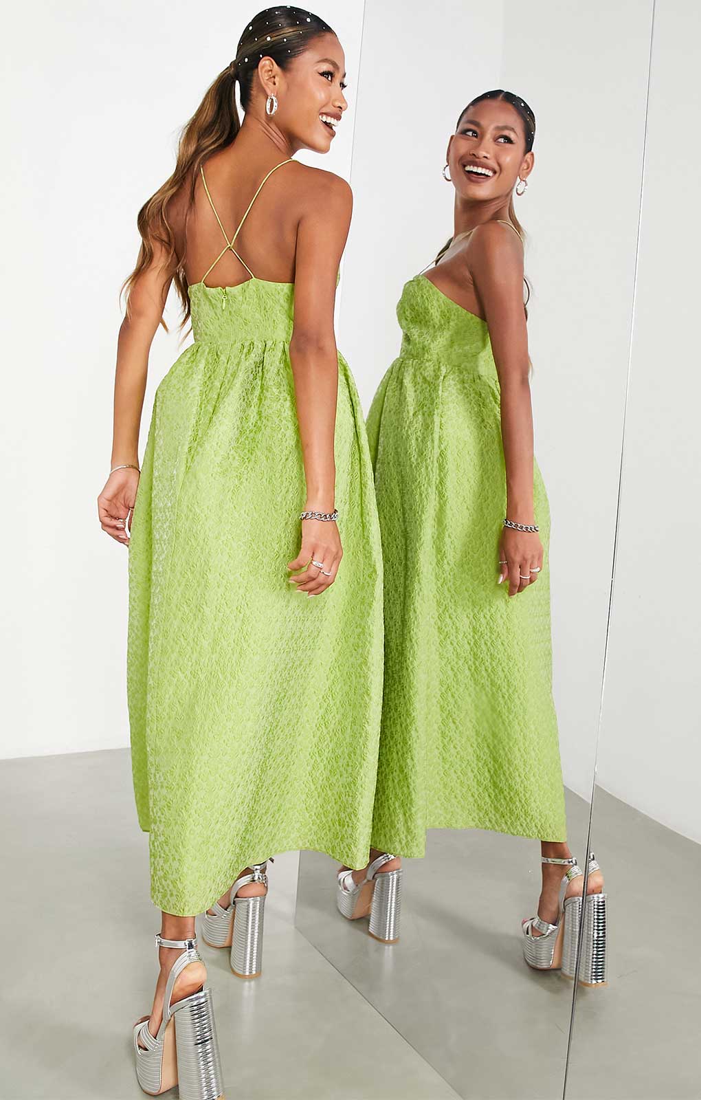 Asos midi green dress on sale