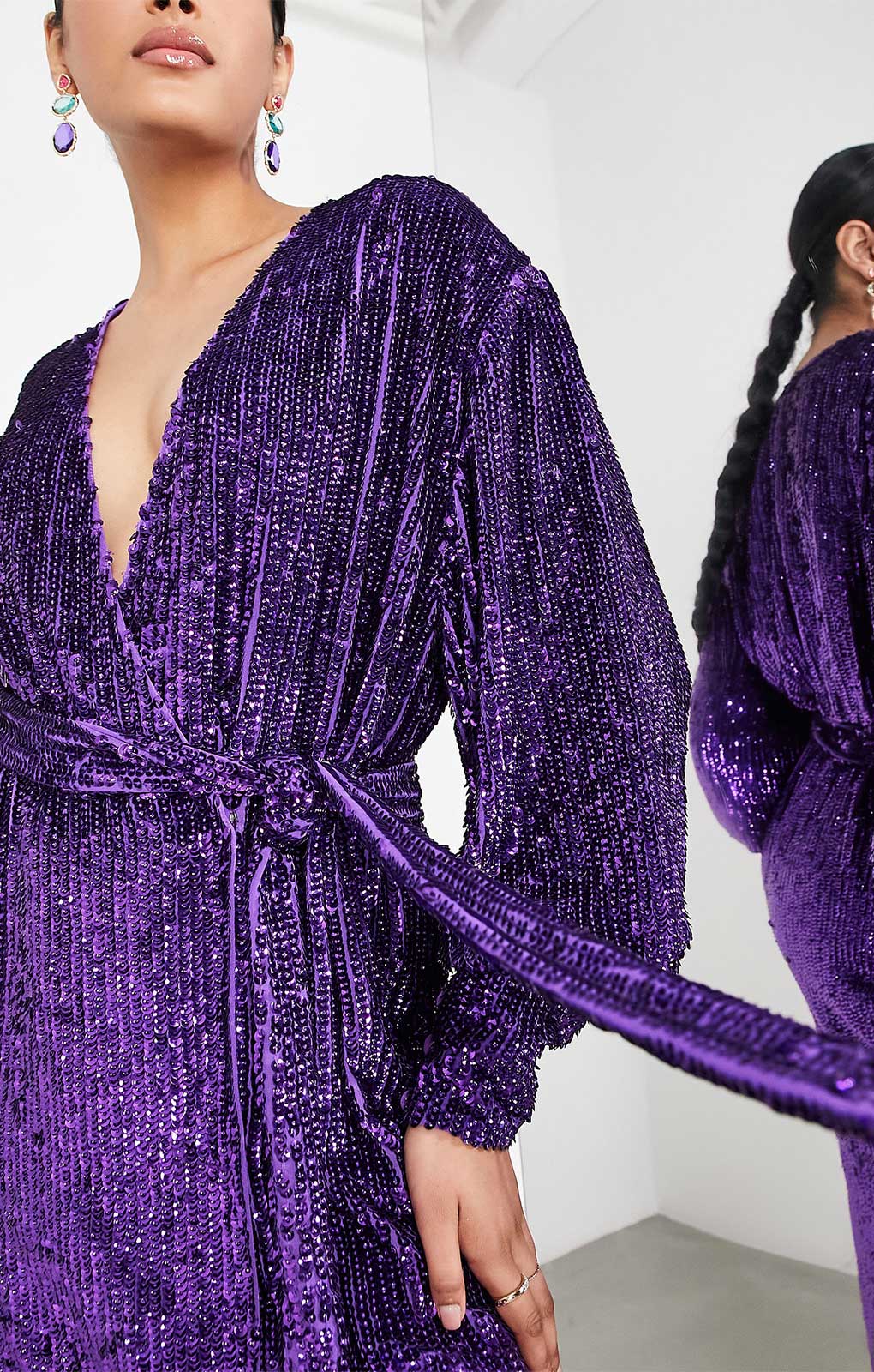 Asos purple sequin dress online