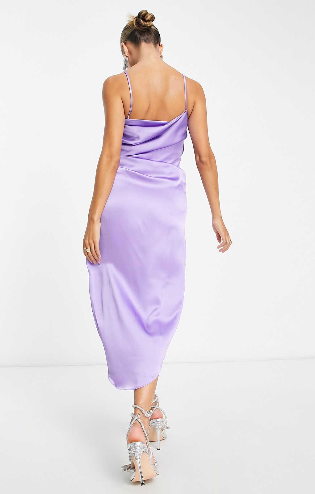 Rent Asos Edition Drape Satin Cami Midi Dress In Lilac Hirestreet