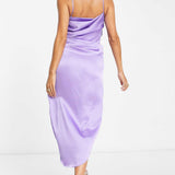 Asos Edition Drape Satin Cami Midi Dress In Lilac