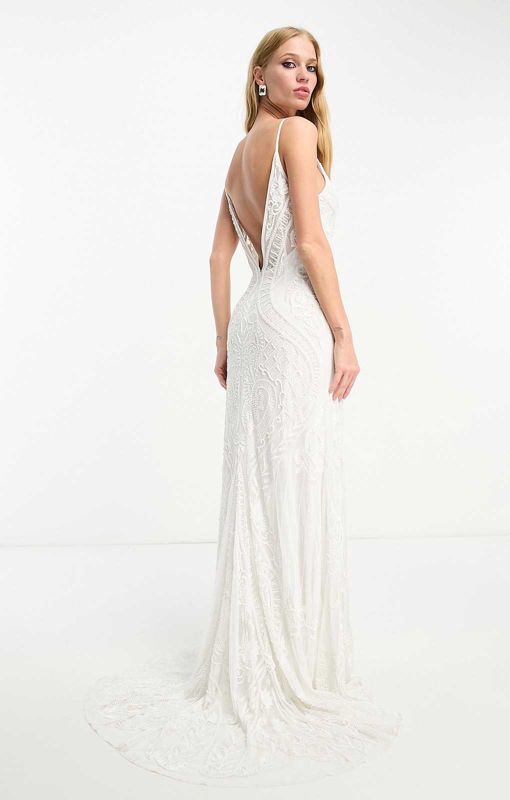 Asos sequin cheap cami wedding dress