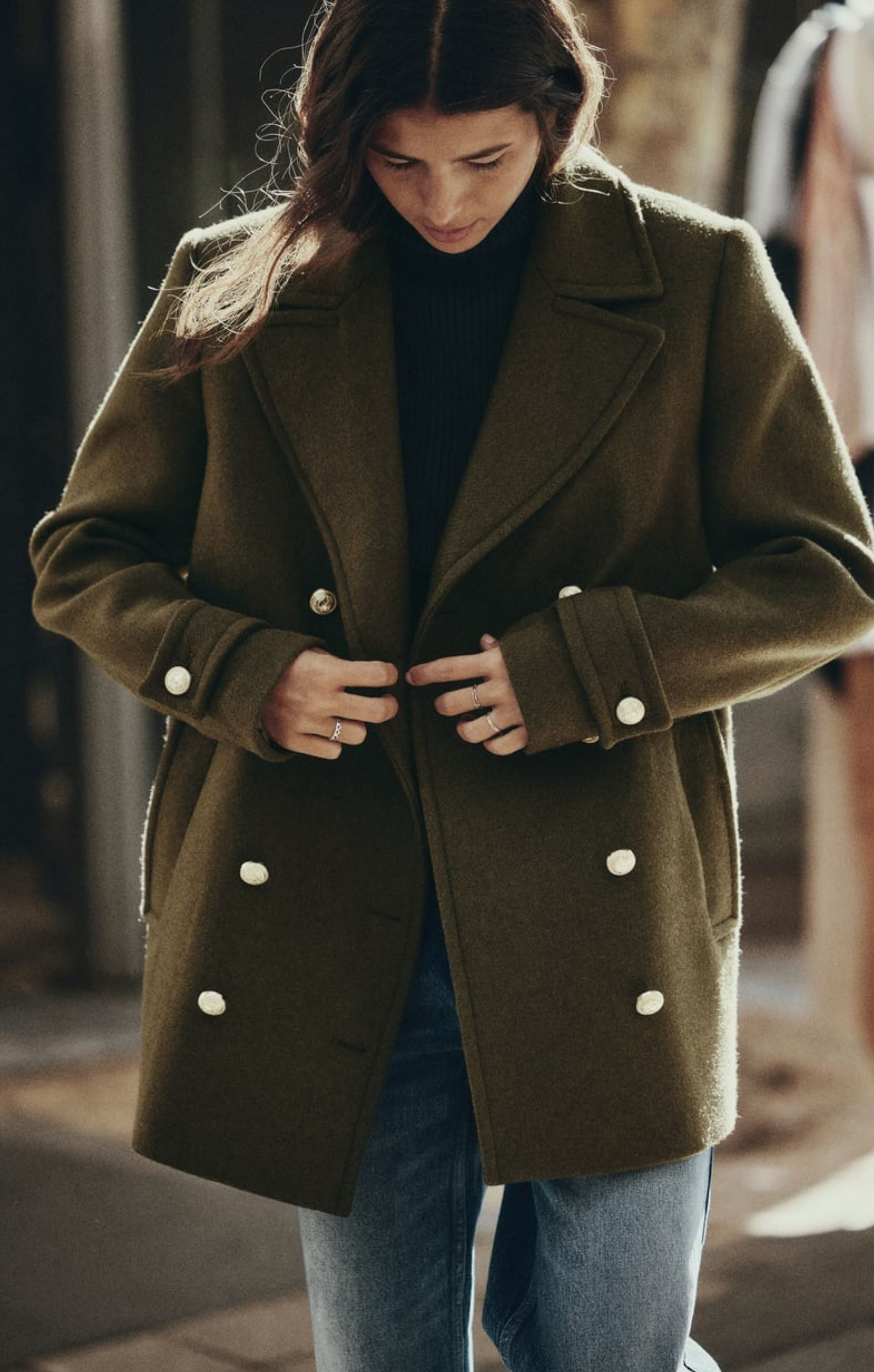 Zara Wool Blend Double-Breasted Coat