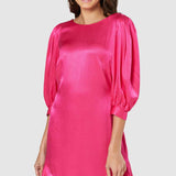 Closet London Pink Frill Hem Puff Sleeve Mini Dress