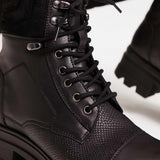 London Rebel Leather Chunky Hiker Boot in Black