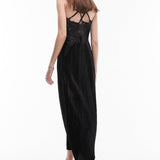 Topshop Velvet And Lace Midi Slip Dress In Black