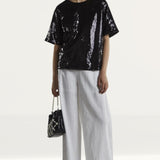 Glamorous Sugar Black Oversized Sequin Tee