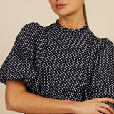 Little Mistress Black Dart Print Puff Sleeve Midaxi Dress