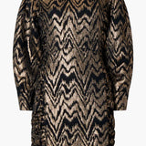 French Connection Ellery Eco Jacquard Puff Sleeve Mini Dress Black/Copper