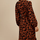 Little Mistress Leopard Print Blouson Sleeve Midaxi Dress