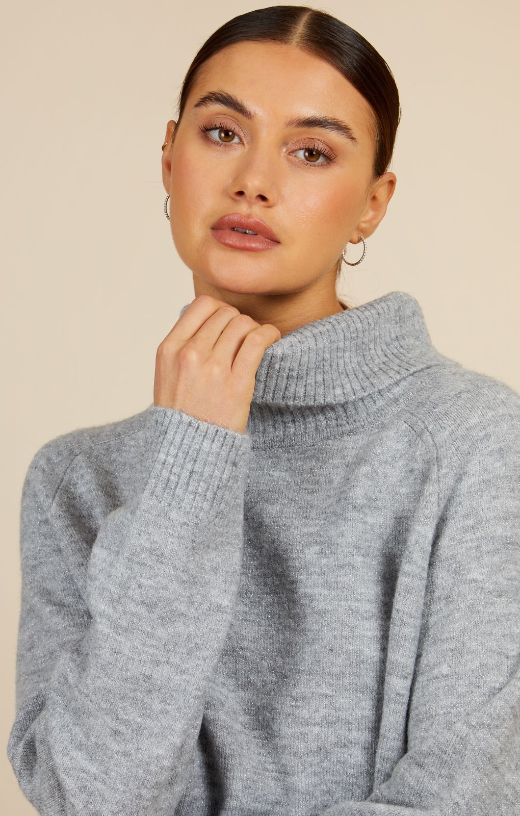 Metallic hot sale roll neck