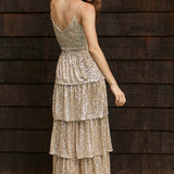 Saylor Dalarie Gold Sequin Maxi Dress