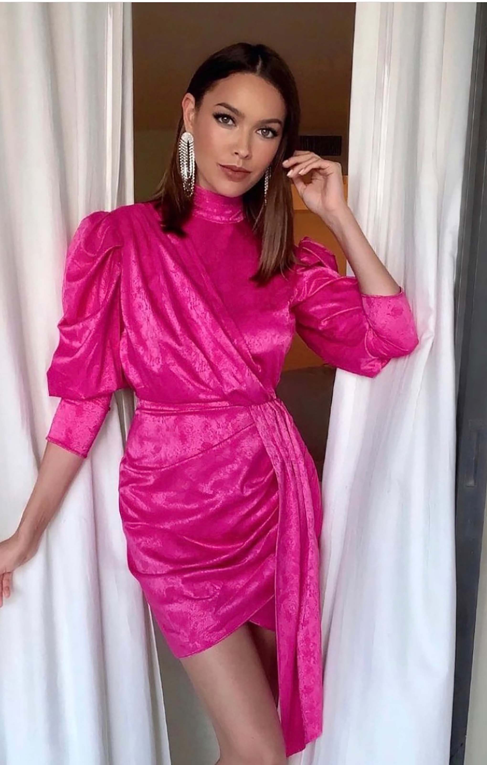 Saylor Romy Pink Satin Mini Dress