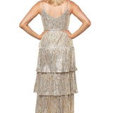 Saylor Dalarie Gold Sequin Maxi Dress