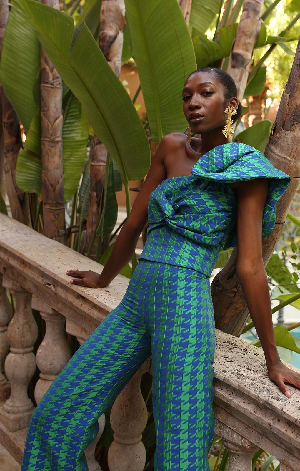 Panambi Green Print One Shoulder Top & Trouser Co-Ord