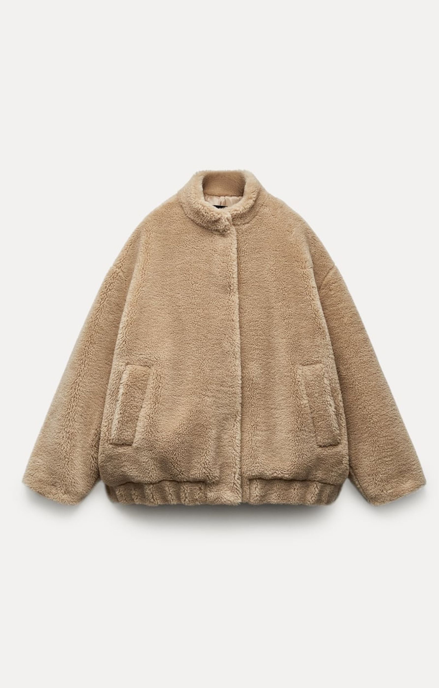 Rent Zara Collection Faux Shearling Bomber Jacket | Hirestreet