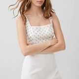 French Connection Embroidered Darcy Crepe Mini Dress in Summer White